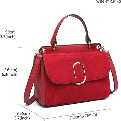 Miss Lulu Damen Umhängetasche Kunstleder Wildleder Vintage Handtasche Kreuzkörper Bag Metallverzierung