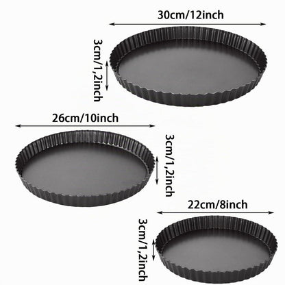 3er-Set Tarteformen mit Hebeboden 22/26/30cm – Antihaftbeschichtet