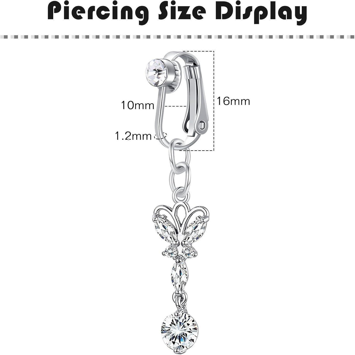 Fake Bauchnabelpiercing Set Chirurgenstahl Clip On Schmetterling Herz Mond