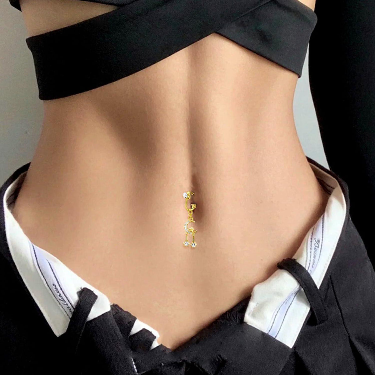 Fake Bauchnabelpiercing Set Chirurgenstahl Clip On Schmetterling Herz Mond