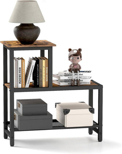 Schmaler Beistelltisch mit 3-stufigen Regalen, Industrie Stil, stabil & robust