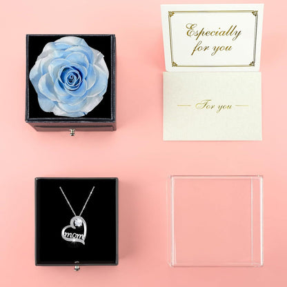 Ewige Rose Mama Geschenkset 925 Silber Halskette Muttertag