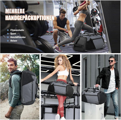 Große Sporttasche Herren 45L Rucksack Wasserdicht mit Schuhfach
