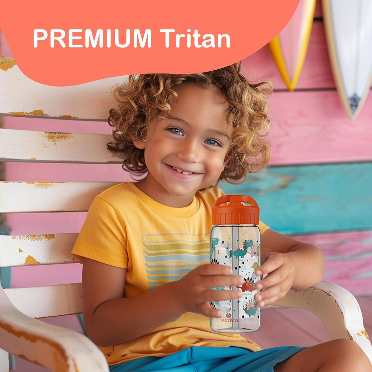 Kinder Trinkflasche auslaufsicher 0,5L Sport Schule Strohhalm - Tritan BPA-frei
