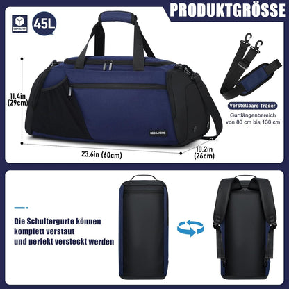 Große Sporttasche mit 45L Fassungsvermögen Navy Blau