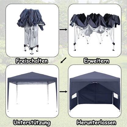3x3m Faltpavillon mit Seitenteilen – Anthrazit