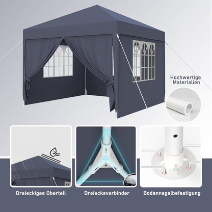 3x6m Partyzelt mit Seitenteilen – Gartenpavillon Anthrazit