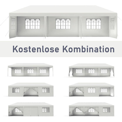 3x6m Partyzelt mit Seitenteilen & Fenstern – Weiß