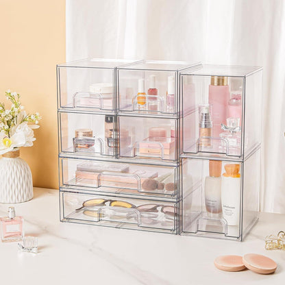 Aufbewahrungsboxen mit 5 Schubladen, transparent, stapelbar