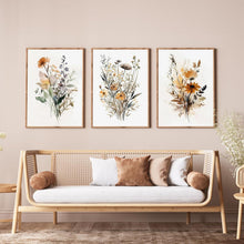 Blumen Leinwandbilder Set Aesthetic Gouache Wandbilder