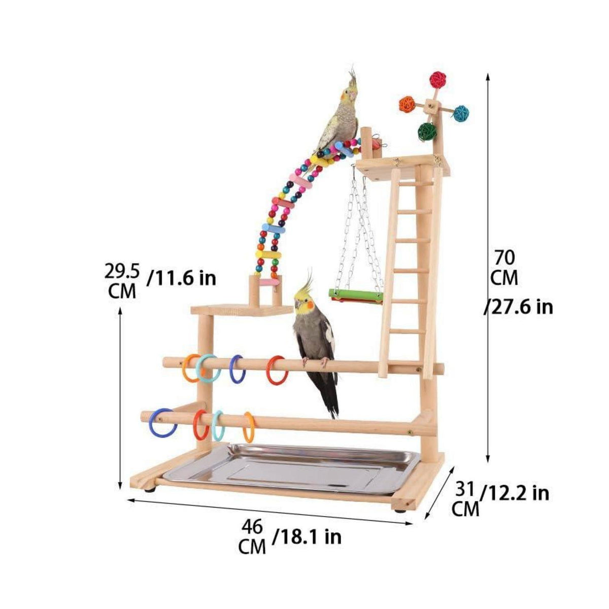 Holz Vogelspielständer für Sittiche & Co. (46x31x70cm)