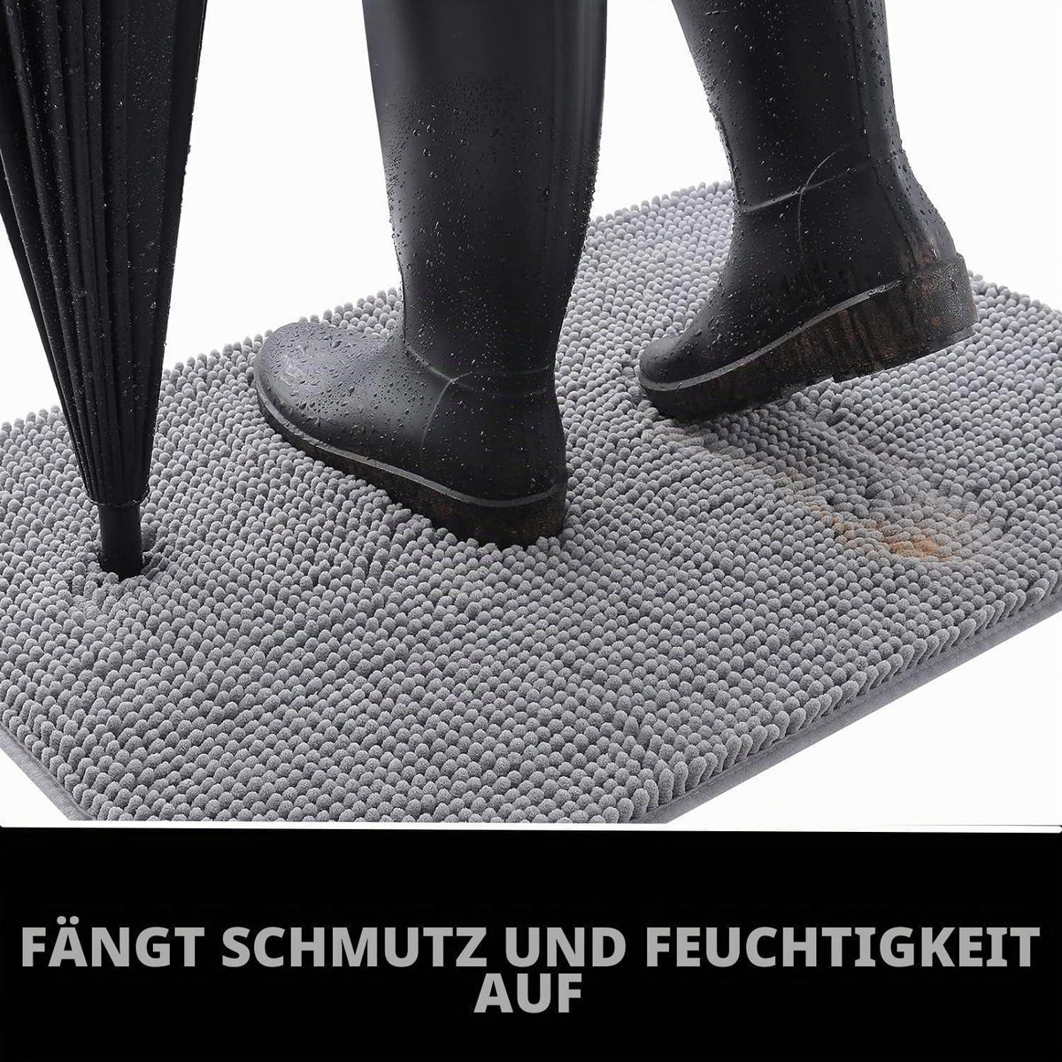 Saugfähige Chenille Fußmatte rutschfest 90x150cm Hellgrau