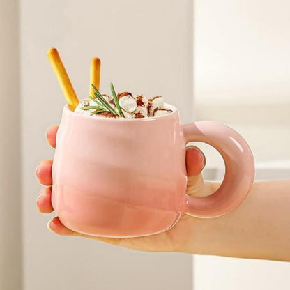 400ml Keramiktasse mit Farbverlauf – Rosa Cappuccino Tasse