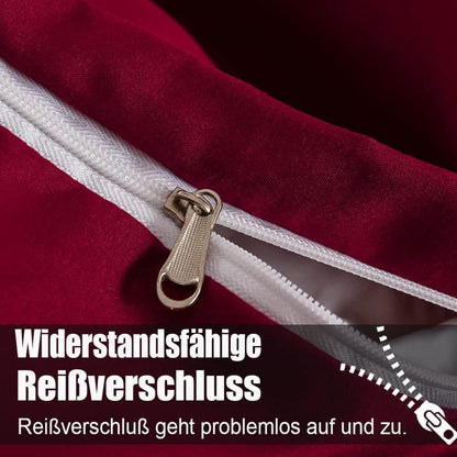 Bettwäsche-Set 4-teilig Rot 155x220 cm Mikrofaser Bügelfrei