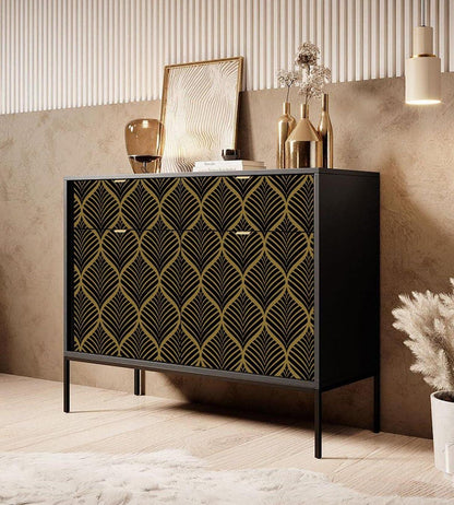 Moderne Selbstklebe Tapete Schwarz Gold Streifen 0.4x10m