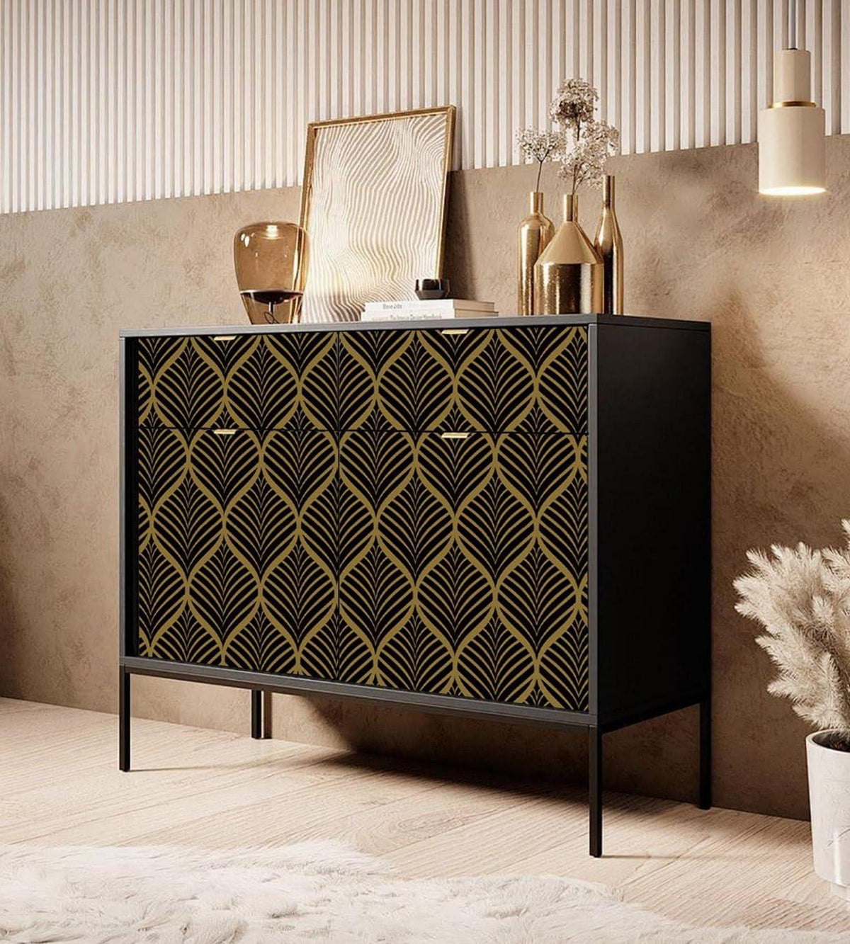 Selbstklebende Tapete Streifen Gold 0,4W x 6L m Schwarz