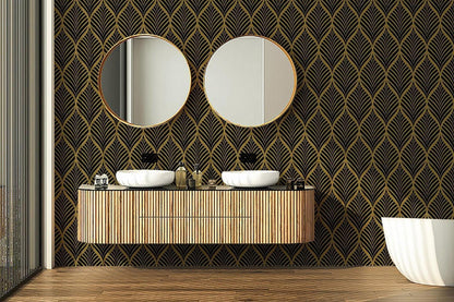 Selbstklebende Tapete Streifen Gold 0,4W x 6L m Schwarz