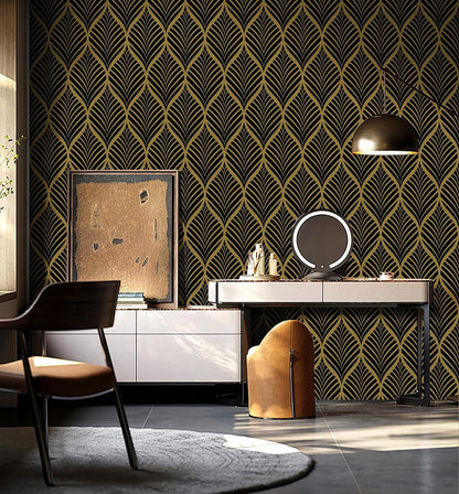 Selbstklebende Möbeltapete in Gold und Schwarz 0.4W x 6L m