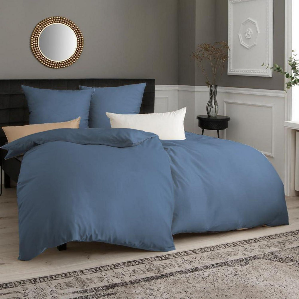 Bettwäsche-Set 4-teilig 155x220 cm Hellblau Mikrofaser