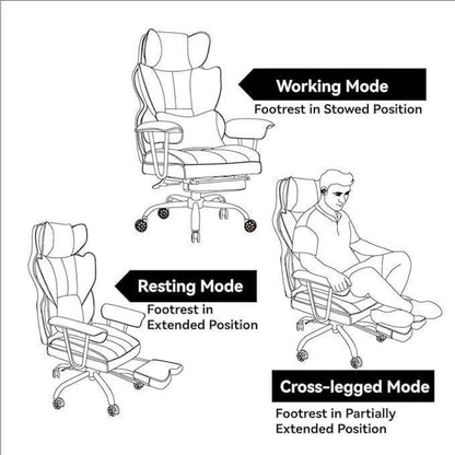 Bürostuhl PU Leder ergonomisch Drehstuhl Fußstütze