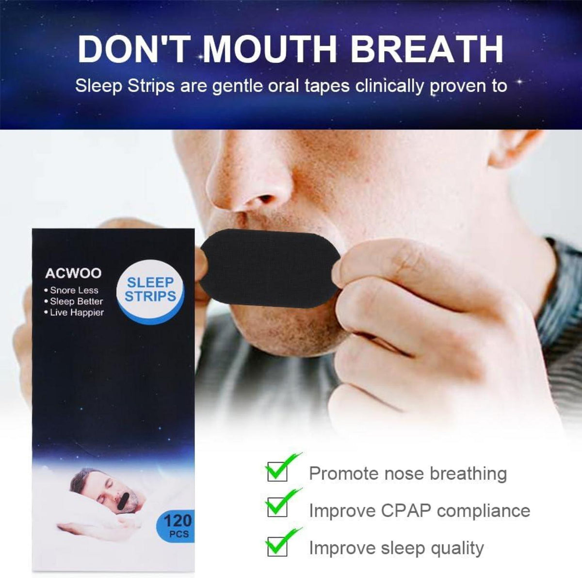 Mouth Tape gegen Schnarchen, 120 Stück, Schlafpflaster, Nasenpflaster
