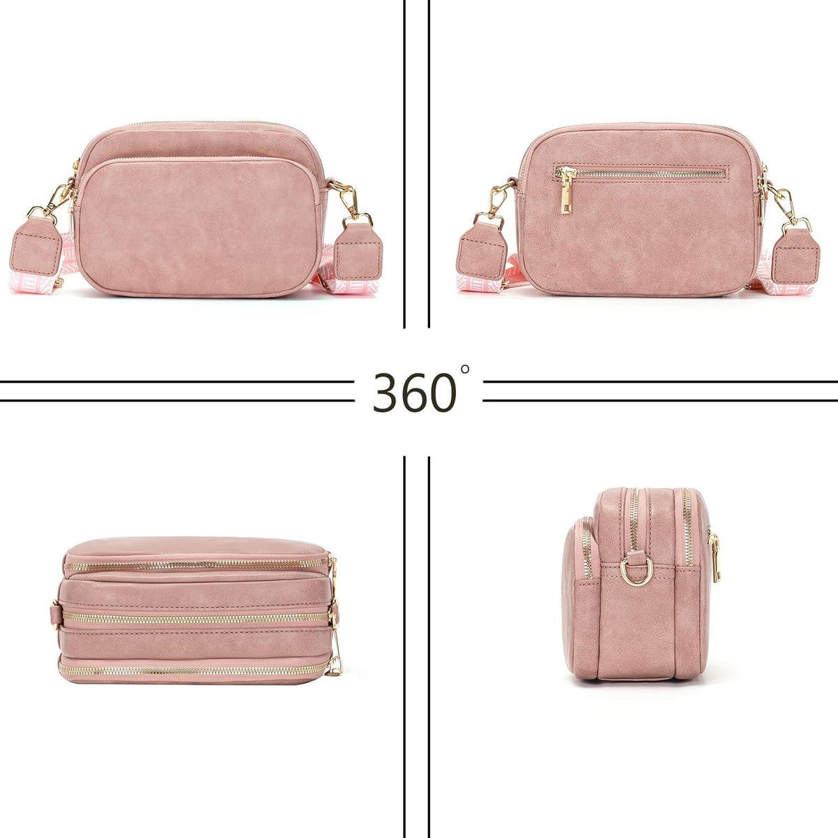 Damen Crossbody Handtasche Umhängetasche mit breitem Schultergurt, 7
