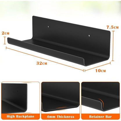 4er Set Kleberegale ohne Bohren, 32cm, Schwarz