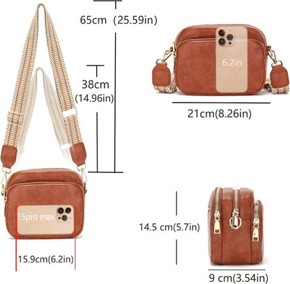 Damen Crossbody Handtasche Umhängetasche mit breitem Schultergurt 4
