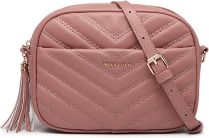 Stilvolle Umhängetasche Damen PU Leder Crossbody Bag V-Fugen-Muster