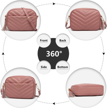 Miss Lulu Damen Umhängetasche aus PU Leder mit verstellbarem Gurt, Crossbody Schultertasche