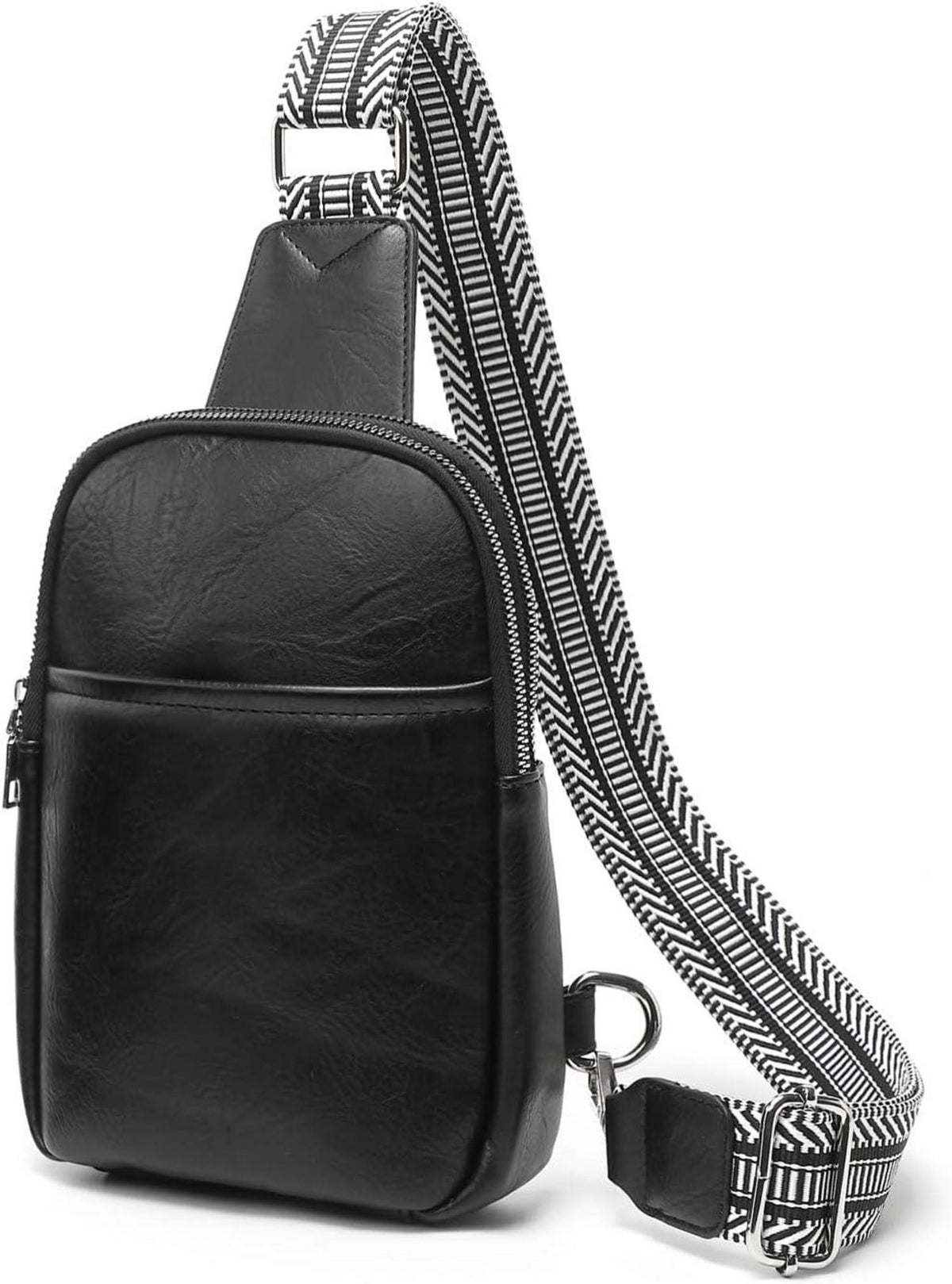Damen Bauchtasche Crossbody Bag klein PU Leder Schwarz