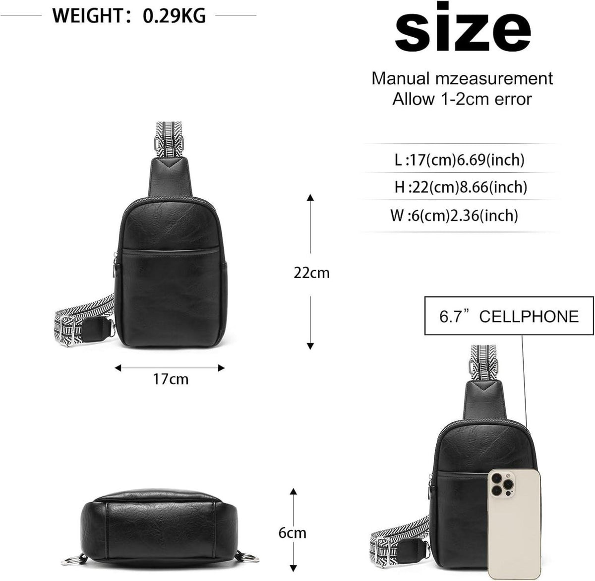 Miss Lulu Damen Bauchtasche Umhängetasche Crossbody Bag Klein perfektes Geschenk