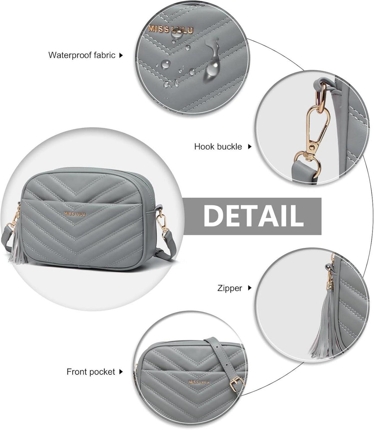 Umhängetasche Damen aus PU Leder Crossbody Bag mit Verstellbarem Gurt