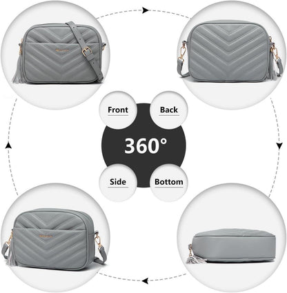 Miss Lulu Damen Umhängetasche Klein Crossbody Bag PU Leder Verstellbarer Gurt