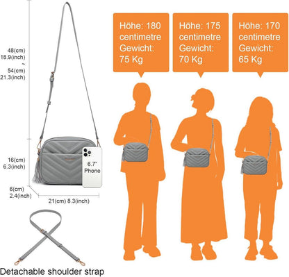 Umhängetasche Damen Klein PU Leder Crossbody Bag Verstellbarer Gurt