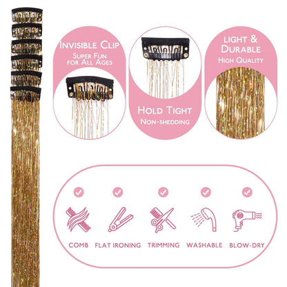 Clip-in Haar Lametta Champagner - 6 Strähnen, 60cm