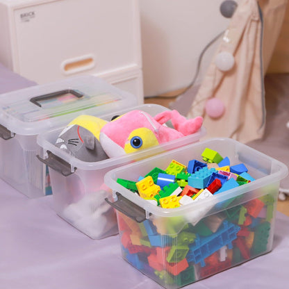 Citylife Aufbewahrungsboxen 8L 6er-Set stapelbar transparent mit Clips Griffe