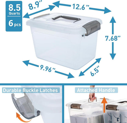 Citylife 6er-Set Aufbewahrungsboxen 8L transparent stapelbar Clips Belüftung