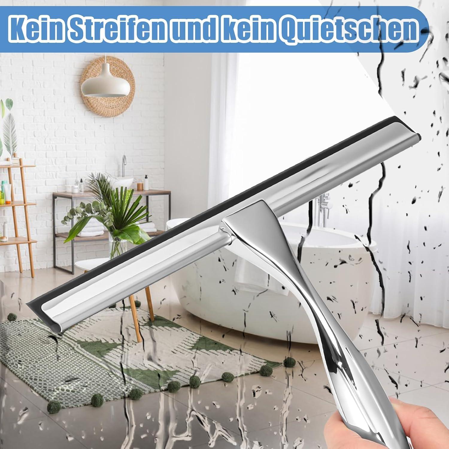 Duschabzieher Edelstahl 10 Zoll für Glastür Spiegel Autoglas