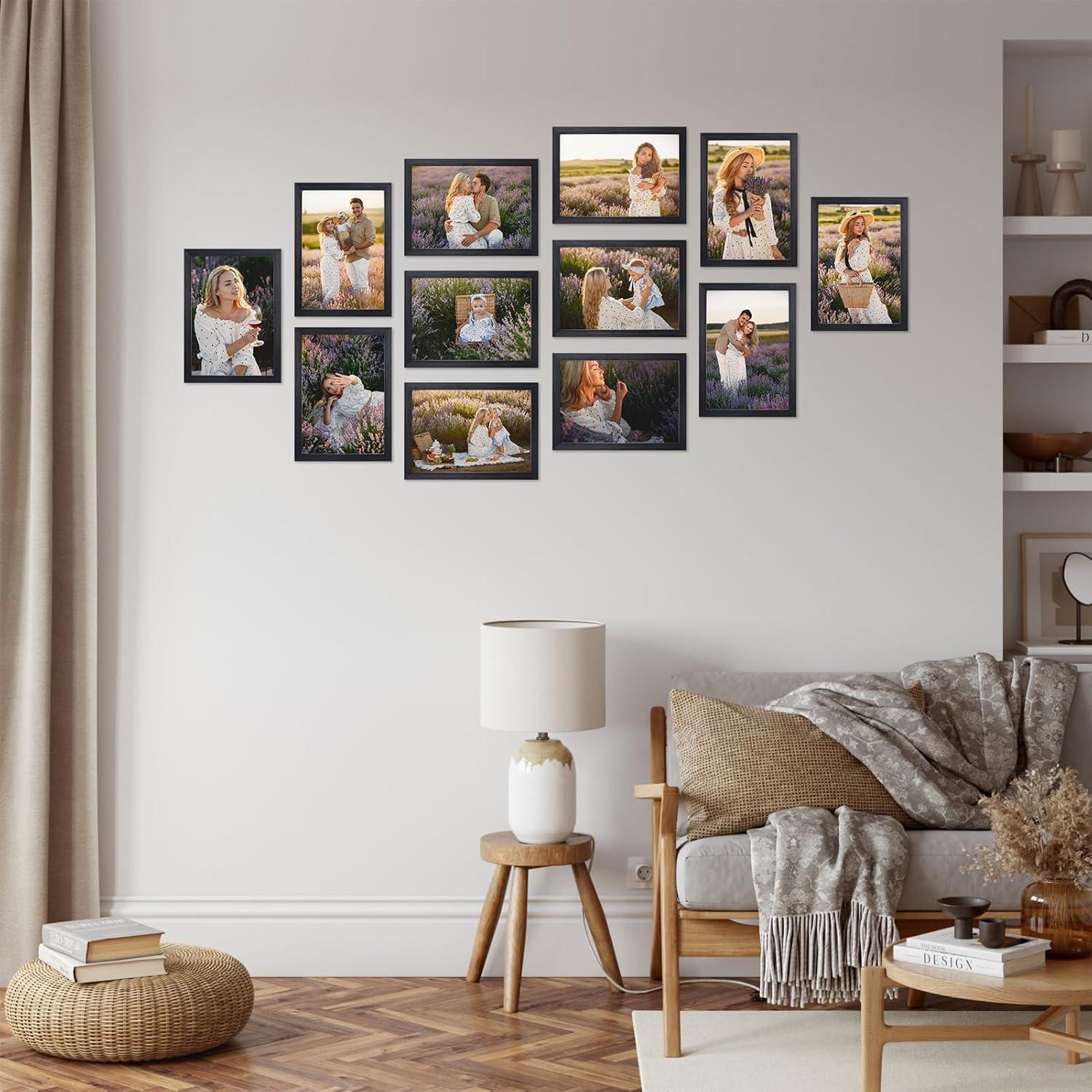 4er Set Bilderrahmen DIN A4 Schwarz Fotorahmen Collage Wand Tisch