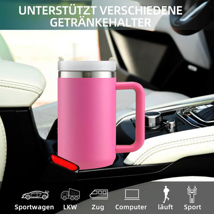 Thermobecher 40oz Pink Strohhalm Henkel Vakuum Isolierbecher 1200ml