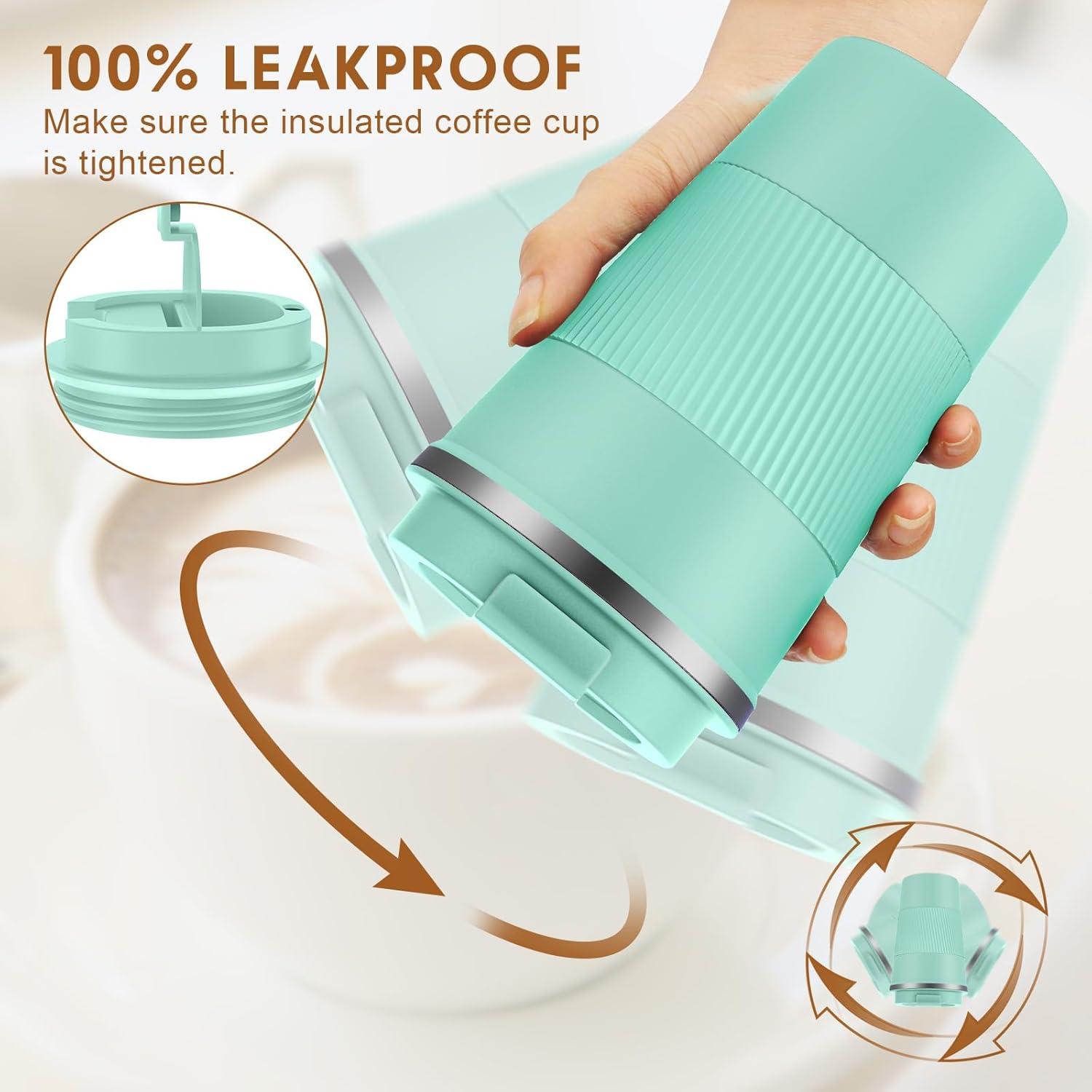 KETIEE Kaffeebecher to go 380ml Thermobecher Isolierbecher Minzgrün