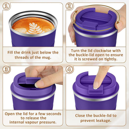 Kaffeebecher to go Thermobecher Doppelwandig 380ml Travel Mug