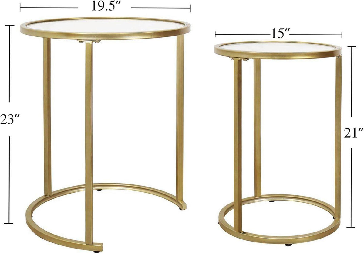 Gold Beistelltisch-Set Rund 2 Moderne Couchtische Metall