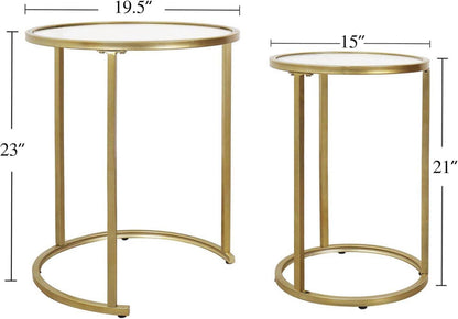 Gold Beistelltisch-Set Rund 2 Moderne Couchtische Metall