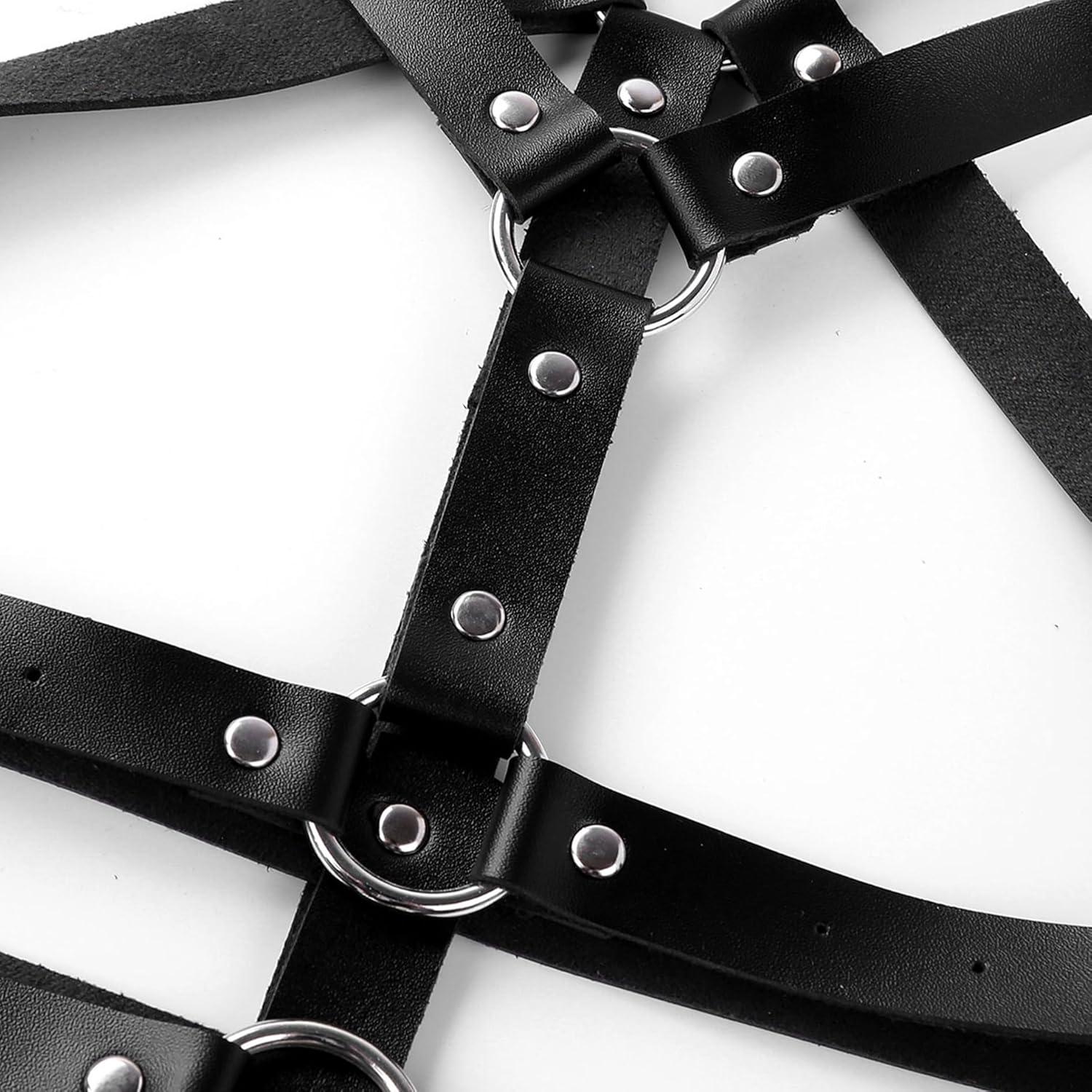 Herren Punk Leder Brust Harness Einstellbar BDSM Fetisch Bandage