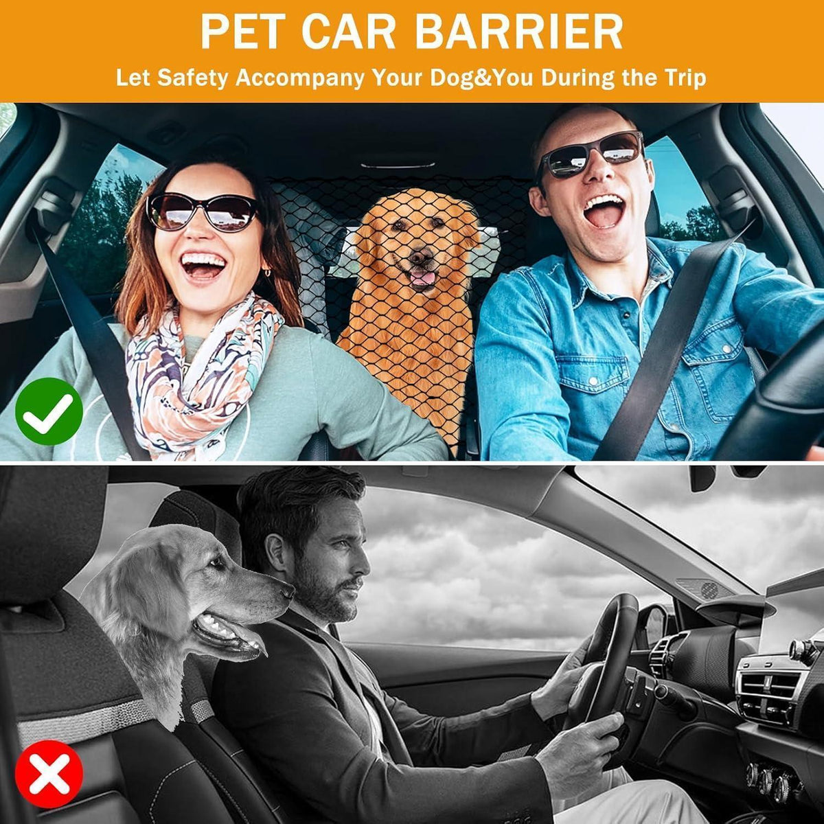 Hundegitter Auto Kofferraum – Sicherheitsnetz für Hunde 120x70cm