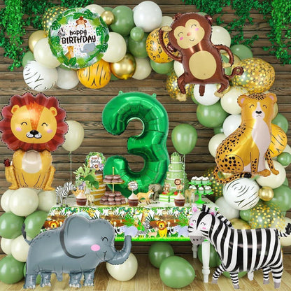Dschungel Safari Tiere Geburtstagsdeko Set Mädchen Jungen 3
