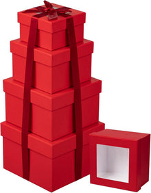 Quadratische Geschenkboxen mit Sichtfenster 4er Set
