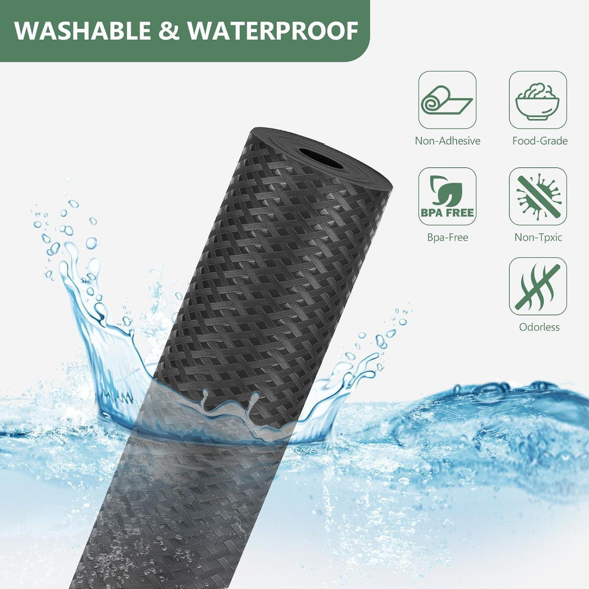 Wasserdichte Schubladenmatte Antirutsch – 50x600cm Schwarz